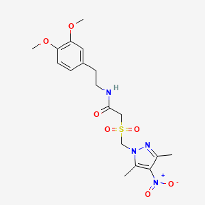 molecular formula C18H24N4O7S B10935322 N-[2-(3,4-dimethoxyphenyl)ethyl]-2-{[(3,5-dimethyl-4-nitro-1H-pyrazol-1-yl)methyl]sulfonyl}acetamide 