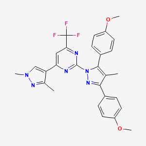 2-[3,5-bis(4-methoxyphenyl)-4-methyl-1H-pyrazol-1-yl]-4-(1,3-dimethyl-1H-pyrazol-4-yl)-6-(trifluoromethyl)pyrimidine