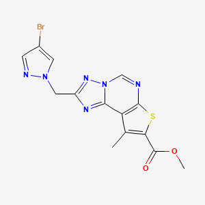 molecular formula C14H11BrN6O2S B10935356 methyl 2-[(4-bromo-1H-pyrazol-1-yl)methyl]-9-methylthieno[3,2-e][1,2,4]triazolo[1,5-c]pyrimidine-8-carboxylate 