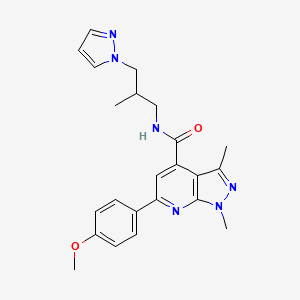 molecular formula C23H26N6O2 B10935366 6-(4-methoxyphenyl)-1,3-dimethyl-N-[2-methyl-3-(1H-pyrazol-1-yl)propyl]-1H-pyrazolo[3,4-b]pyridine-4-carboxamide 