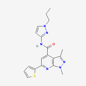 1,3-dimethyl-N-(1-propyl-1H-pyrazol-3-yl)-6-(thiophen-2-yl)-1H-pyrazolo[3,4-b]pyridine-4-carboxamide