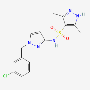 molecular formula C15H16ClN5O2S B10935391 N-[1-(3-chlorobenzyl)-1H-pyrazol-3-yl]-3,5-dimethyl-1H-pyrazole-4-sulfonamide 