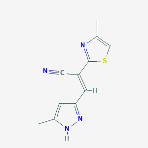 (2E)-3-(3-methyl-1H-pyrazol-5-yl)-2-(4-methyl-1,3-thiazol-2-yl)prop-2-enenitrile