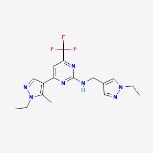 molecular formula C17H20F3N7 B10935411 4-(1-ethyl-5-methyl-1H-pyrazol-4-yl)-N-[(1-ethyl-1H-pyrazol-4-yl)methyl]-6-(trifluoromethyl)pyrimidin-2-amine 