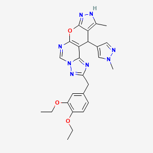 4-[(3,4-diethoxyphenyl)methyl]-14-methyl-16-(1-methylpyrazol-4-yl)-10-oxa-3,5,6,8,12,13-hexazatetracyclo[7.7.0.02,6.011,15]hexadeca-1(9),2,4,7,11,14-hexaene