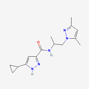 molecular formula C15H21N5O B10935441 5-cyclopropyl-N-[1-(3,5-dimethyl-1H-pyrazol-1-yl)propan-2-yl]-1H-pyrazole-3-carboxamide 