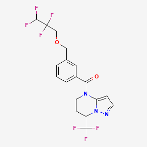 molecular formula C18H16F7N3O2 B10935442 {3-[(2,2,3,3-tetrafluoropropoxy)methyl]phenyl}[7-(trifluoromethyl)-6,7-dihydropyrazolo[1,5-a]pyrimidin-4(5H)-yl]methanone 