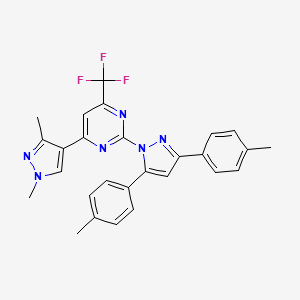 2-[3,5-bis(4-methylphenyl)-1H-pyrazol-1-yl]-4-(1,3-dimethyl-1H-pyrazol-4-yl)-6-(trifluoromethyl)pyrimidine