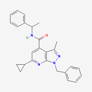 molecular formula C26H26N4O B10935448 1-benzyl-6-cyclopropyl-3-methyl-N-(1-phenylethyl)-1H-pyrazolo[3,4-b]pyridine-4-carboxamide 