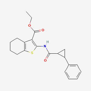 molecular formula C21H23NO3S B10935457 Ethyl 2-{[(2-phenylcyclopropyl)carbonyl]amino}-4,5,6,7-tetrahydro-1-benzothiophene-3-carboxylate 