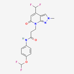 molecular formula C18H16F4N4O3 B10935497 N-[4-(difluoromethoxy)phenyl]-3-[4-(difluoromethyl)-2-methyl-6-oxo-2,6-dihydro-7H-pyrazolo[3,4-b]pyridin-7-yl]propanamide 