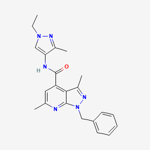 1-benzyl-N-(1-ethyl-3-methyl-1H-pyrazol-4-yl)-3,6-dimethyl-1H-pyrazolo[3,4-b]pyridine-4-carboxamide