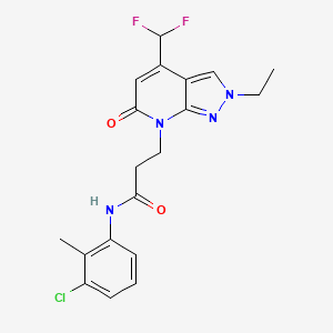 molecular formula C19H19ClF2N4O2 B10935533 N-(3-chloro-2-methylphenyl)-3-[4-(difluoromethyl)-2-ethyl-6-oxo-2,6-dihydro-7H-pyrazolo[3,4-b]pyridin-7-yl]propanamide 