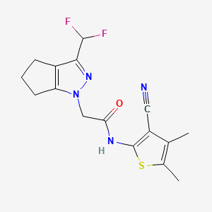 molecular formula C16H16F2N4OS B10935552 N-(3-cyano-4,5-dimethylthiophen-2-yl)-2-[3-(difluoromethyl)-5,6-dihydrocyclopenta[c]pyrazol-1(4H)-yl]acetamide 