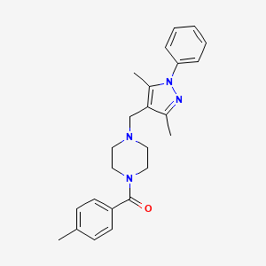 {4-[(3,5-Dimethyl-1-phenyl-1H-pyrazol-4-YL)methyl]piperazino}(4-methylphenyl)methanone