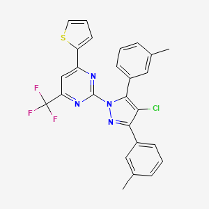 2-[4-chloro-3,5-bis(3-methylphenyl)-1H-pyrazol-1-yl]-4-(thiophen-2-yl)-6-(trifluoromethyl)pyrimidine