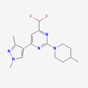 molecular formula C16H21F2N5 B10935591 4-(difluoromethyl)-6-(1,3-dimethyl-1H-pyrazol-4-yl)-2-(4-methylpiperidin-1-yl)pyrimidine 