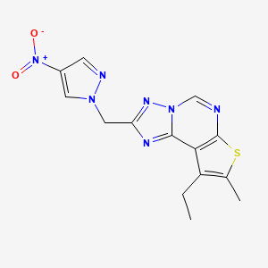 9-ethyl-8-methyl-2-[(4-nitro-1H-pyrazol-1-yl)methyl]thieno[3,2-e][1,2,4]triazolo[1,5-c]pyrimidine