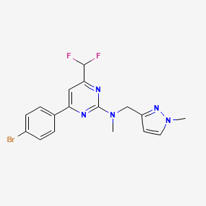 molecular formula C17H16BrF2N5 B10935635 4-(4-bromophenyl)-6-(difluoromethyl)-N-methyl-N-[(1-methyl-1H-pyrazol-3-yl)methyl]pyrimidin-2-amine 