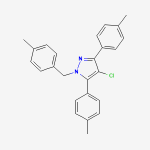 molecular formula C25H23ClN2 B10935667 4-chloro-1-(4-methylbenzyl)-3,5-bis(4-methylphenyl)-1H-pyrazole 