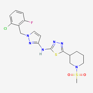 N-[1-(2-chloro-6-fluorobenzyl)-1H-pyrazol-3-yl]-5-[1-(methylsulfonyl)piperidin-3-yl]-1,3,4-thiadiazol-2-amine