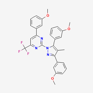 molecular formula C30H25F3N4O3 B10935717 2-[3,5-bis(3-methoxyphenyl)-4-methyl-1H-pyrazol-1-yl]-4-(3-methoxyphenyl)-6-(trifluoromethyl)pyrimidine 