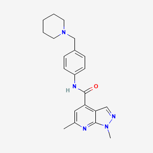 1,6-dimethyl-N-[4-(piperidin-1-ylmethyl)phenyl]-1H-pyrazolo[3,4-b]pyridine-4-carboxamide