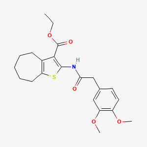 molecular formula C22H27NO5S B10935734 ethyl 2-{[(3,4-dimethoxyphenyl)acetyl]amino}-5,6,7,8-tetrahydro-4H-cyclohepta[b]thiophene-3-carboxylate 