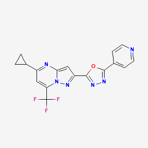 molecular formula C17H11F3N6O B10935791 5-Cyclopropyl-2-[5-(pyridin-4-yl)-1,3,4-oxadiazol-2-yl]-7-(trifluoromethyl)pyrazolo[1,5-a]pyrimidine 