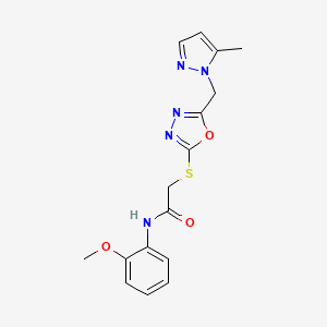 N-(2-methoxyphenyl)-2-({5-[(5-methyl-1H-pyrazol-1-yl)methyl]-1,3,4-oxadiazol-2-yl}sulfanyl)acetamide