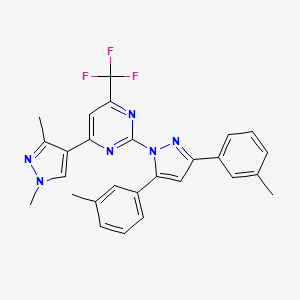 2-[3,5-bis(3-methylphenyl)-1H-pyrazol-1-yl]-4-(1,3-dimethyl-1H-pyrazol-4-yl)-6-(trifluoromethyl)pyrimidine