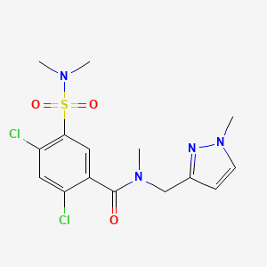 molecular formula C15H18Cl2N4O3S B10936027 2,4-dichloro-5-(dimethylsulfamoyl)-N-methyl-N-[(1-methyl-1H-pyrazol-3-yl)methyl]benzamide 