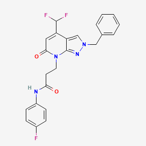 3-[2-benzyl-4-(difluoromethyl)-6-oxo-2,6-dihydro-7H-pyrazolo[3,4-b]pyridin-7-yl]-N-(4-fluorophenyl)propanamide