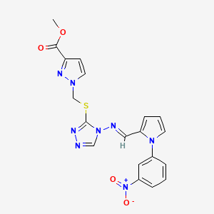 molecular formula C19H16N8O4S B10936141 methyl 1-({[4-({(E)-[1-(3-nitrophenyl)-1H-pyrrol-2-yl]methylidene}amino)-4H-1,2,4-triazol-3-yl]sulfanyl}methyl)-1H-pyrazole-3-carboxylate 