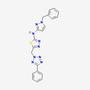 molecular formula C20H17N9S B10936161 N-(1-benzyl-1H-pyrazol-3-yl)-5-[(5-phenyl-2H-tetrazol-2-yl)methyl]-1,3,4-thiadiazol-2-amine 