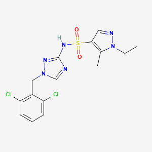 molecular formula C15H16Cl2N6O2S B10936162 N-[1-(2,6-dichlorobenzyl)-1H-1,2,4-triazol-3-yl]-1-ethyl-5-methyl-1H-pyrazole-4-sulfonamide 