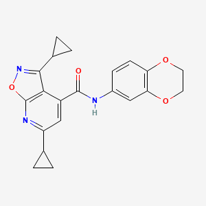 3,6-dicyclopropyl-N-(2,3-dihydro-1,4-benzodioxin-6-yl)[1,2]oxazolo[5,4-b]pyridine-4-carboxamide