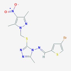 N-[(E)-(4-bromothiophen-2-yl)methylidene]-3-{[(3,5-dimethyl-4-nitro-1H-pyrazol-1-yl)methyl]sulfanyl}-5-methyl-4H-1,2,4-triazol-4-amine