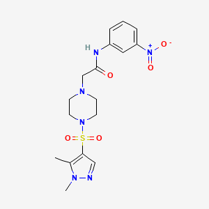 molecular formula C17H22N6O5S B10936203 2-{4-[(1,5-dimethyl-1H-pyrazol-4-yl)sulfonyl]piperazin-1-yl}-N-(3-nitrophenyl)acetamide 