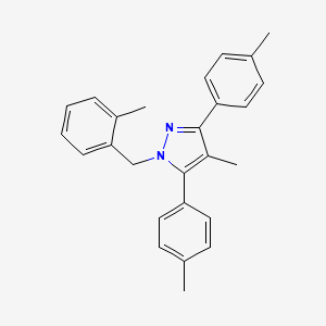 molecular formula C26H26N2 B10936232 4-methyl-1-(2-methylbenzyl)-3,5-bis(4-methylphenyl)-1H-pyrazole 