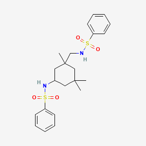 molecular formula C22H30N2O4S2 B10936254 N-({1,3,3-trimethyl-5-[(phenylsulfonyl)amino]cyclohexyl}methyl)benzenesulfonamide 