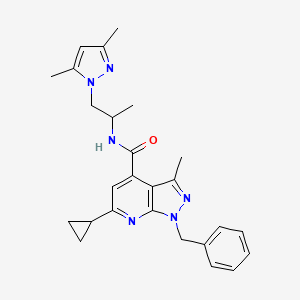 1-benzyl-6-cyclopropyl-N-[1-(3,5-dimethyl-1H-pyrazol-1-yl)propan-2-yl]-3-methyl-1H-pyrazolo[3,4-b]pyridine-4-carboxamide