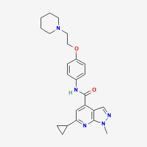 molecular formula C24H29N5O2 B10936291 6-cyclopropyl-1-methyl-N-{4-[2-(piperidin-1-yl)ethoxy]phenyl}-1H-pyrazolo[3,4-b]pyridine-4-carboxamide 