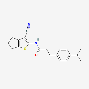 N-(3-cyano-5,6-dihydro-4H-cyclopenta[b]thiophen-2-yl)-3-[4-(propan-2-yl)phenyl]propanamide