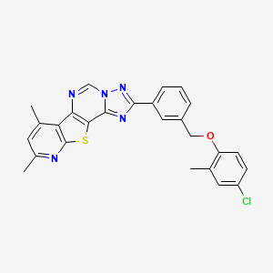 4-[3-[(4-chloro-2-methylphenoxy)methyl]phenyl]-11,13-dimethyl-16-thia-3,5,6,8,14-pentazatetracyclo[7.7.0.02,6.010,15]hexadeca-1(9),2,4,7,10(15),11,13-heptaene