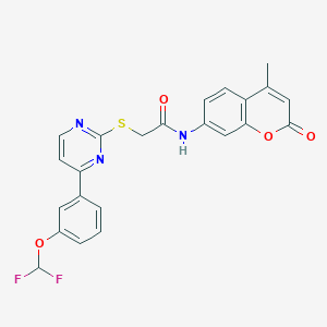 2-({4-[3-(difluoromethoxy)phenyl]pyrimidin-2-yl}sulfanyl)-N-(4-methyl-2-oxo-2H-chromen-7-yl)acetamide