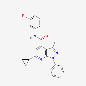 molecular formula C24H21FN4O B10936428 6-cyclopropyl-N-(3-fluoro-4-methylphenyl)-3-methyl-1-phenyl-1H-pyrazolo[3,4-b]pyridine-4-carboxamide 