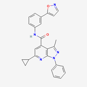 6-cyclopropyl-3-methyl-N-[3-(1,2-oxazol-5-yl)phenyl]-1-phenyl-1H-pyrazolo[3,4-b]pyridine-4-carboxamide