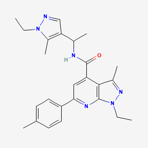 1-ethyl-N-[1-(1-ethyl-5-methyl-1H-pyrazol-4-yl)ethyl]-3-methyl-6-(4-methylphenyl)-1H-pyrazolo[3,4-b]pyridine-4-carboxamide