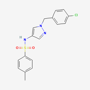 molecular formula C17H16ClN3O2S B10936567 N-[1-(4-chlorobenzyl)-1H-pyrazol-4-yl]-4-methylbenzenesulfonamide 